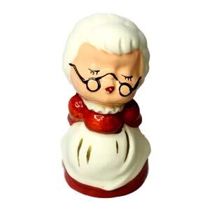 Mrs. Claus Salt Shaker MCM Vintage Christmas Kissing Japan Replacement Red White